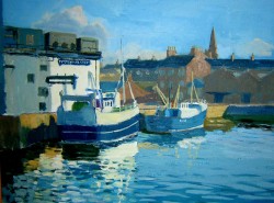 "Late Summer Evening Peterhead Harbour", Oil on canvas